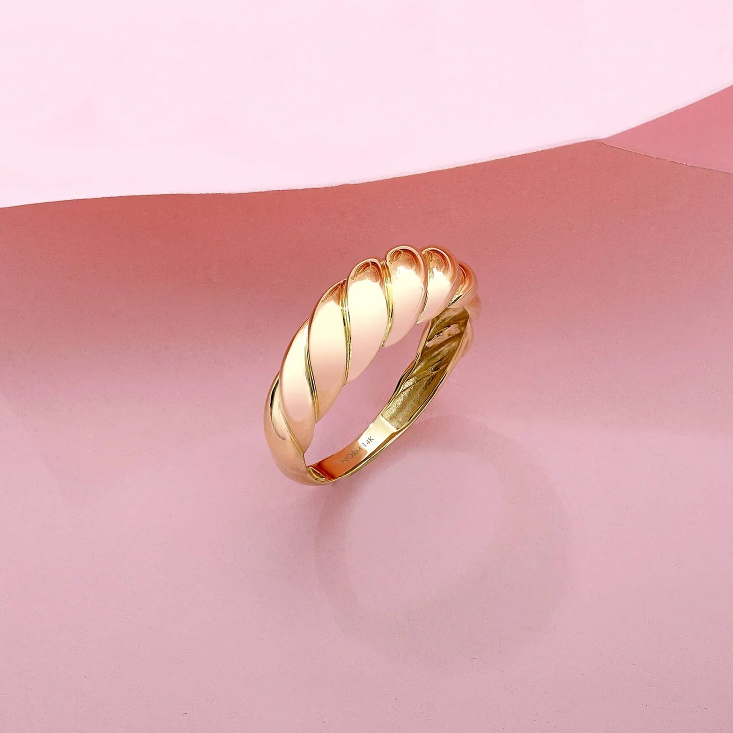ZEVORA Croissant Ring – Handmade Gold Twisted Band Jewelry