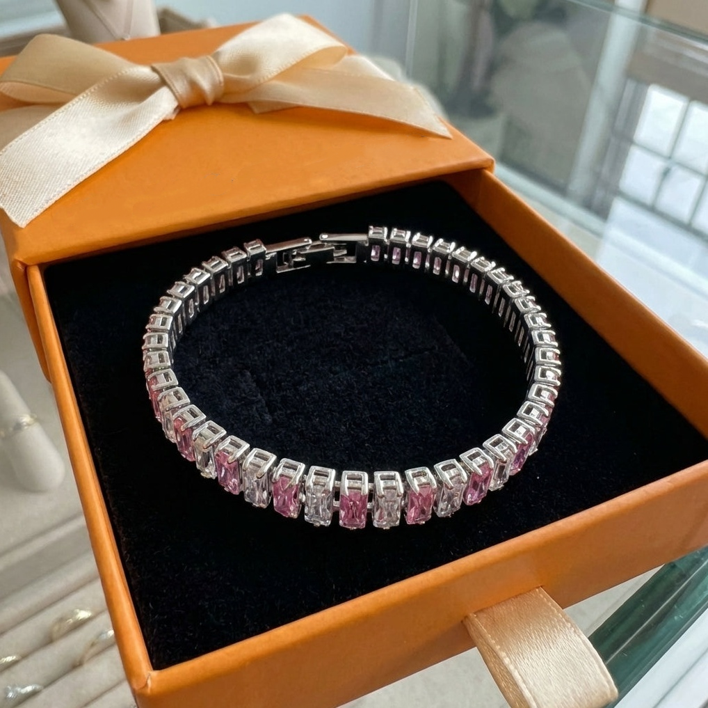ZEVORA Pink Sapphire Prism Tennis Bracelet – White Gold
