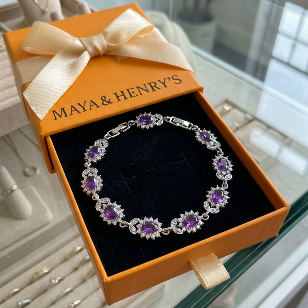 ZEVORA Iridessa Violetthorn Bracelet – White Gold