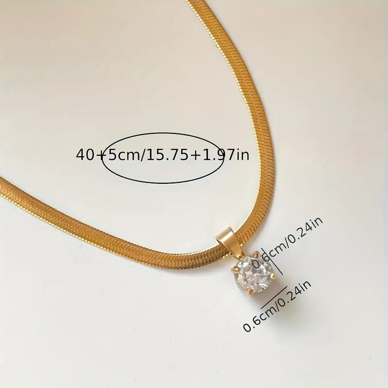 ZEVORA Elegant Rhinestone Pendant Necklace – Gold