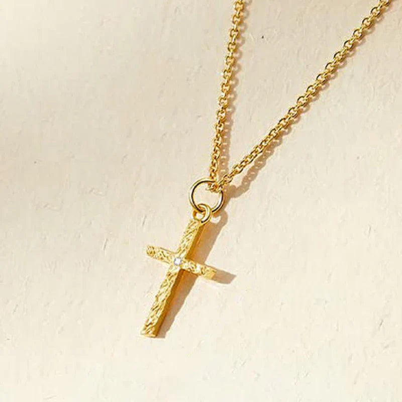 ZEVORA Cross & Initial Necklace Set – Gold