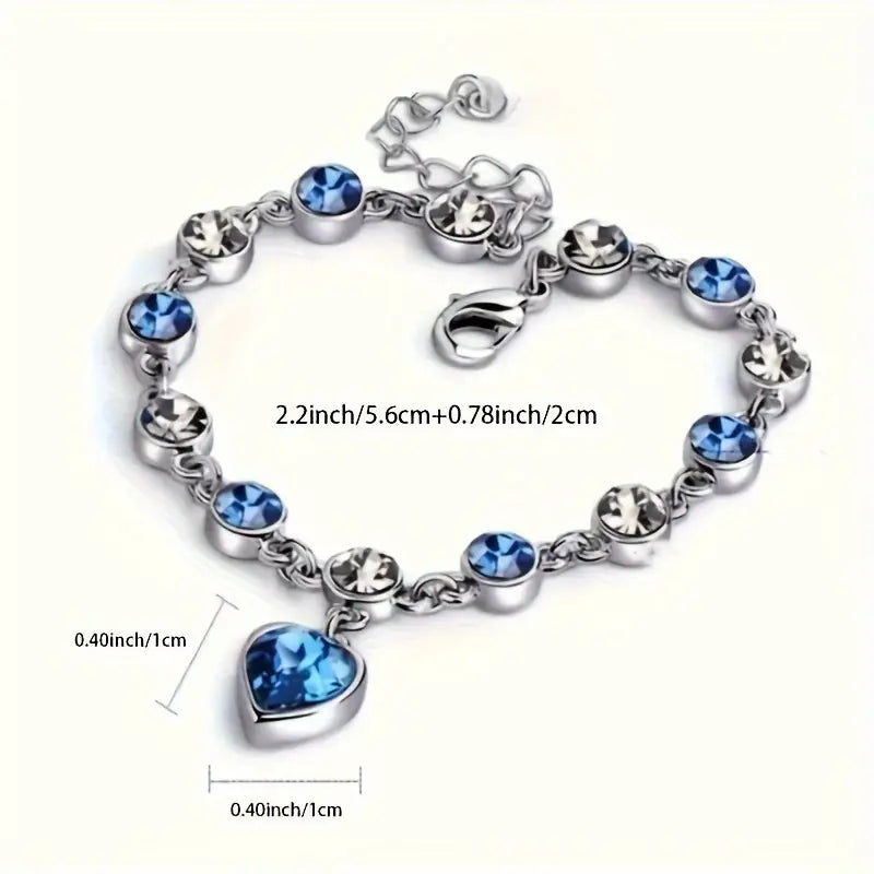ZEVORA Ocean Heart Glow Bracelet – Handmade White Gold & Sapphire Jewelry