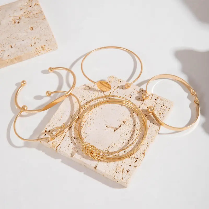 ZEVORA Knotted Elegance Bracelet Set – Handmade Gold Jewelry Set
