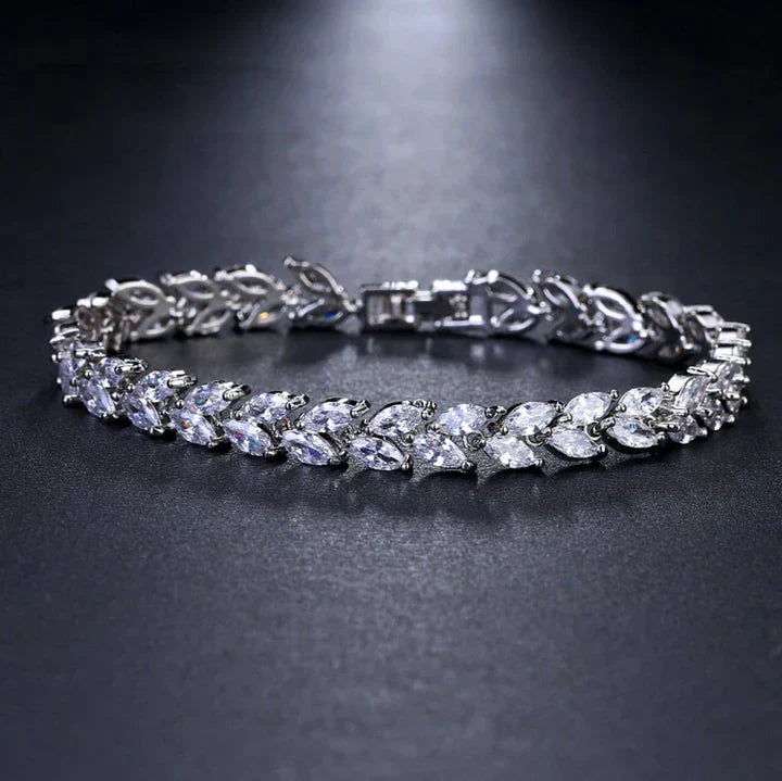 ZEVORA Nemorina Foliora Bracelet – Handmade White Gold Jewelry