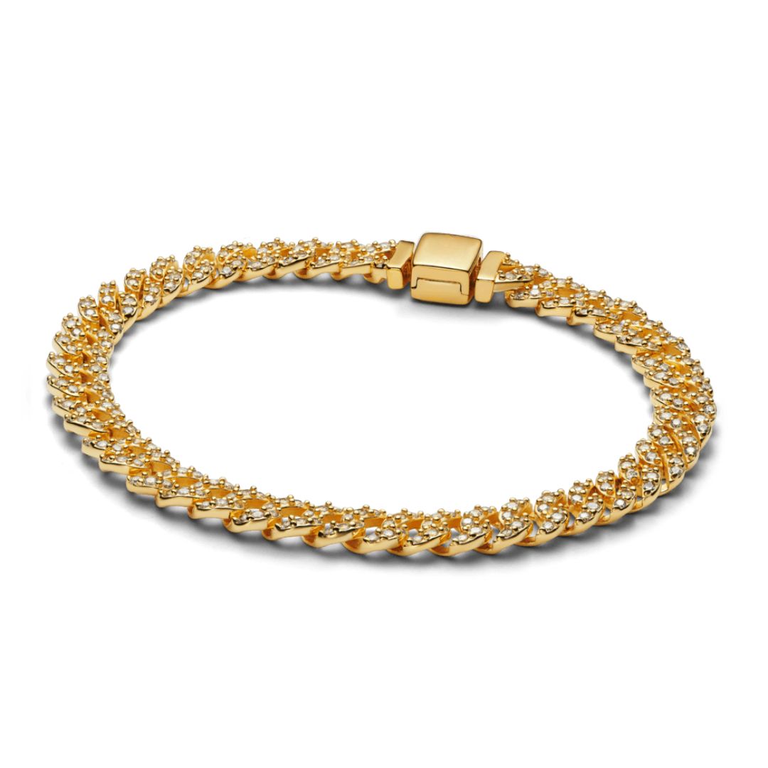 ZEVORA Pavé Cuban Bracelet – Handmade Gold Jewelry