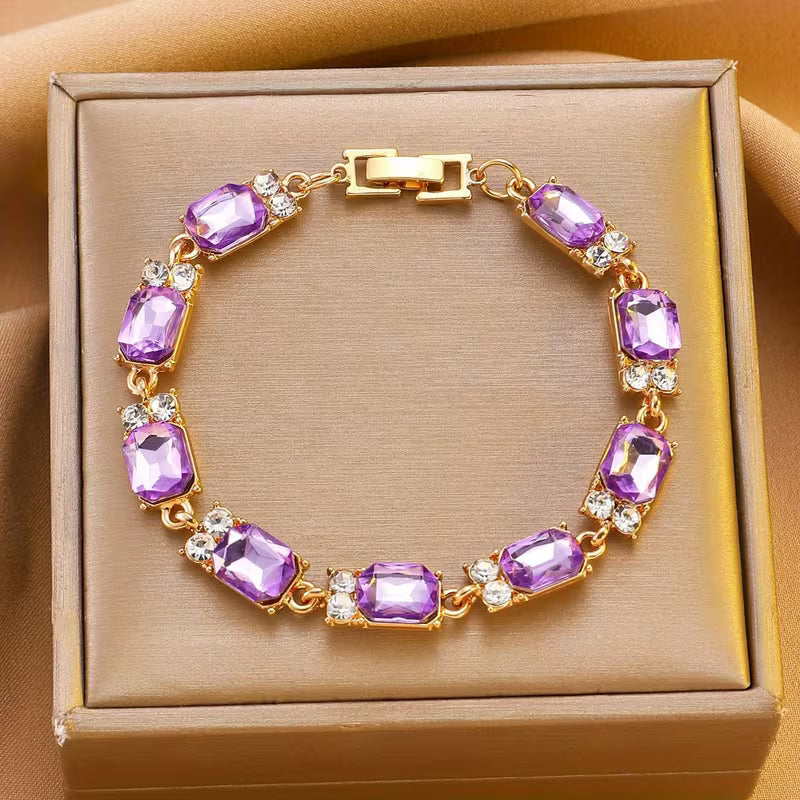 ZEVORA Valleria Amethyst Charm Bracelet – Handmade Gold & Amethyst Jewelry