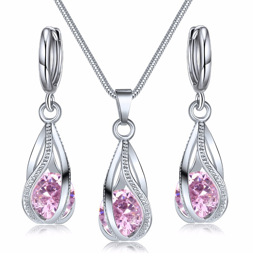 ZEVORA Rosalith Lumen Twist Jewelry Set – White Gold