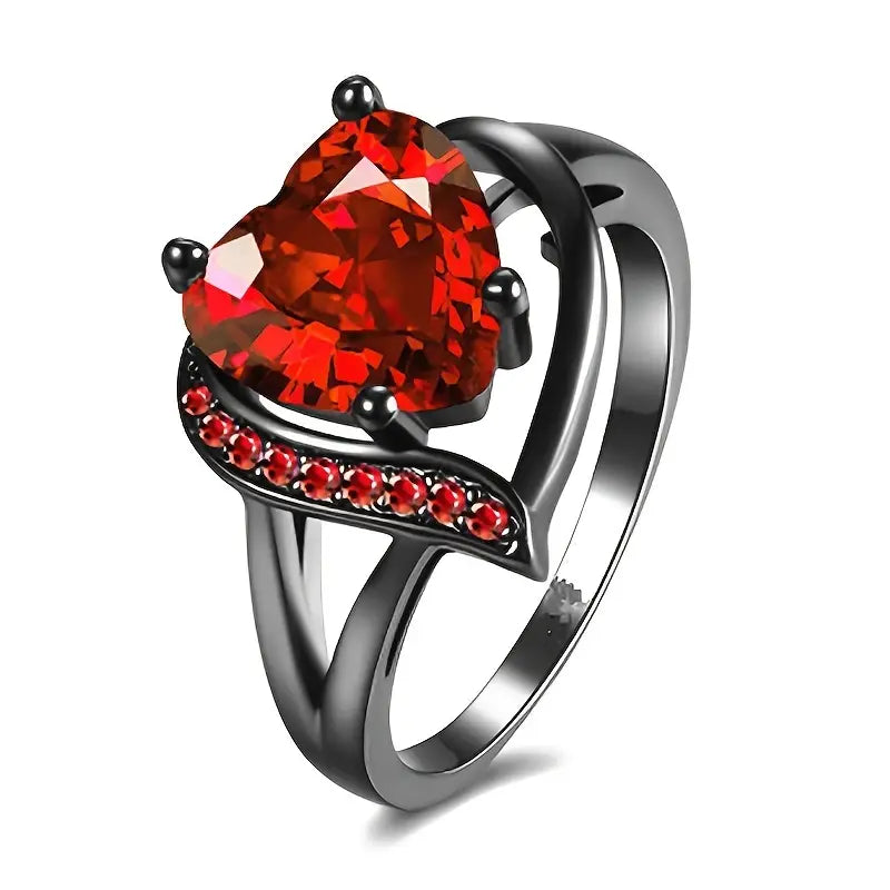 ZEVORA Calindra Rosethorne Ring – Handmade White Gold & Ruby Rose-Inspired Jewelry
