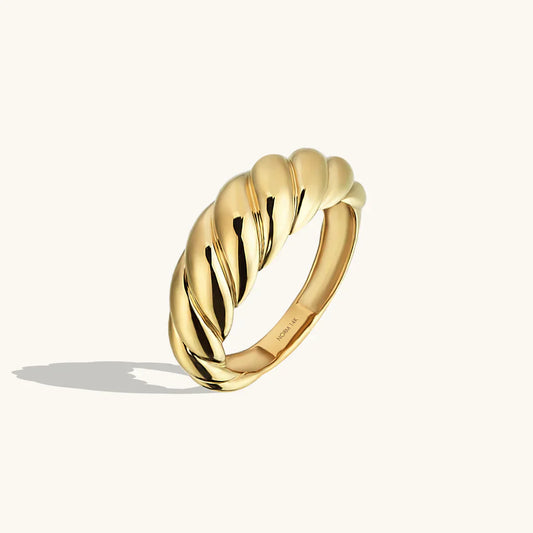 ZEVORA Croissant Ring – Handmade Gold Twisted Band Jewelry