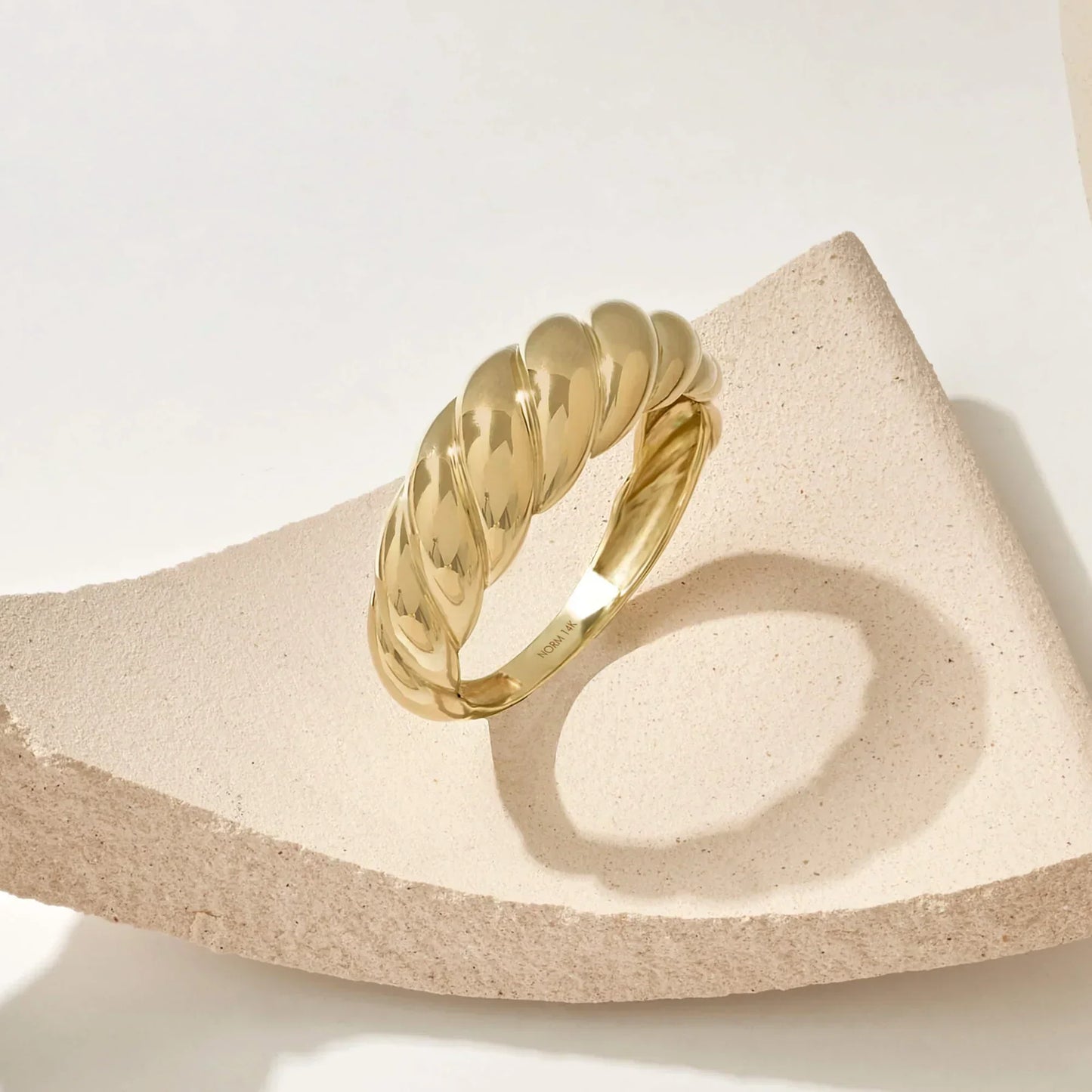 ZEVORA Croissant Ring – Handmade Gold Twisted Band Jewelry