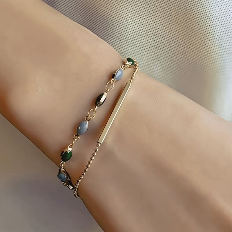 ZEVORA Olivia Moss Duo Bracelet – Gold