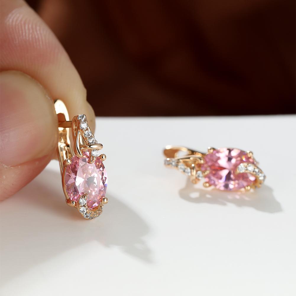 ZEVORA Rose Dawn Drop Earrings – Gold Pink Sapphire Sunrise Drop Earrings