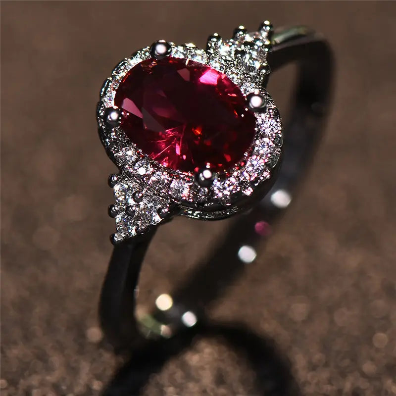 ZEVORA Kirelle Emberlain Ring – Handmade White Gold & Ruby Ember-Inspired Jewelry