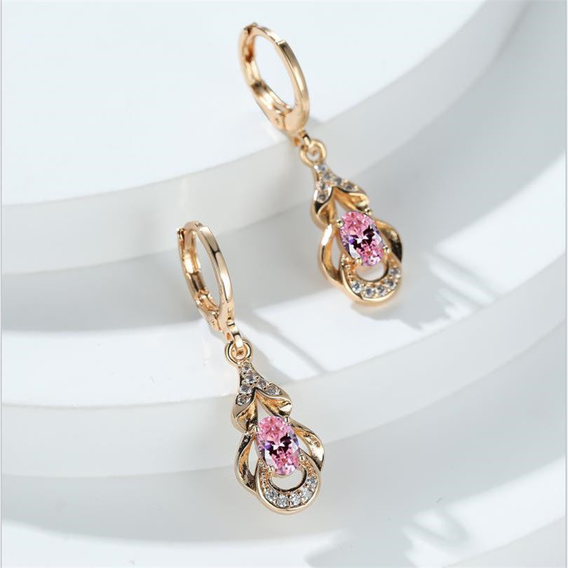 ZEVORA Moonlit Blush Teardrop Earrings – Rose Gold Pink Sapphire Teardrop Drop Earrings