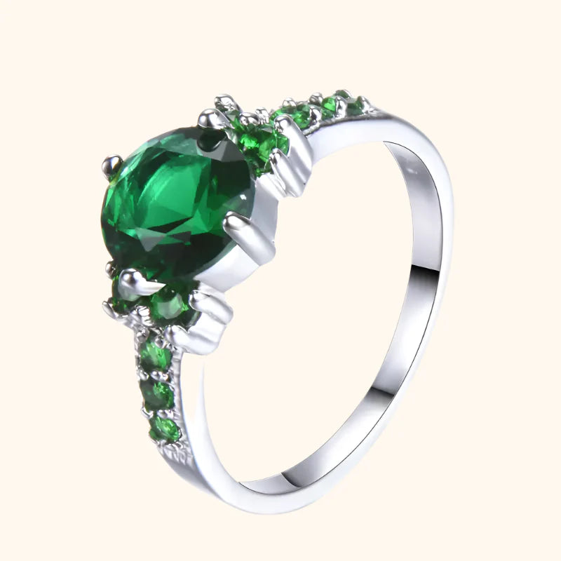 ZEVORA Celia Ferrowyn Ring – Handmade White Gold & Emerald Jewelry