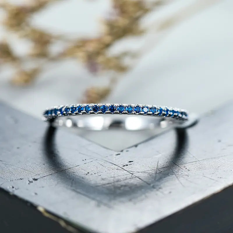 ZEVORA Soraya Azurith Ring – Handmade White Gold & Sapphire Jewelry