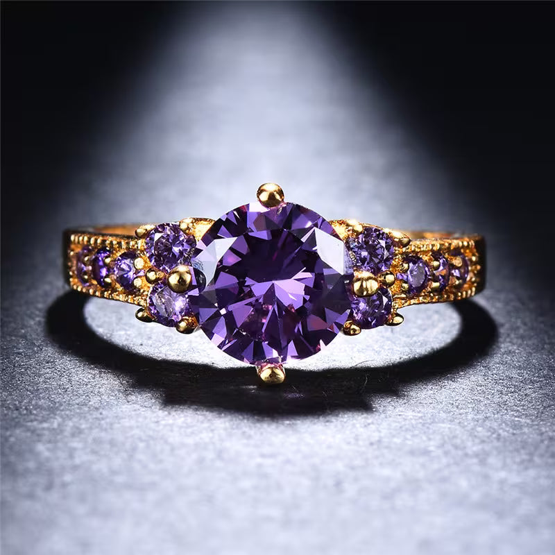 ZEVORA Celia Virelyn Ring – Handmade Rose Gold & Amethyst Jewelry