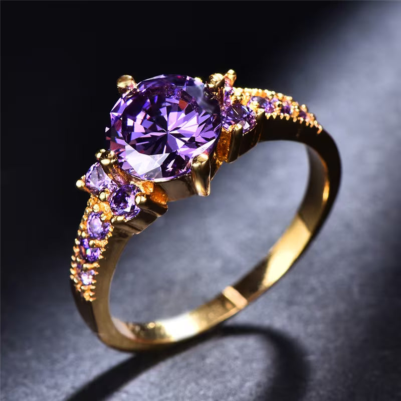 ZEVORA Celia Virelyn Ring – Handmade Rose Gold & Amethyst Jewelry