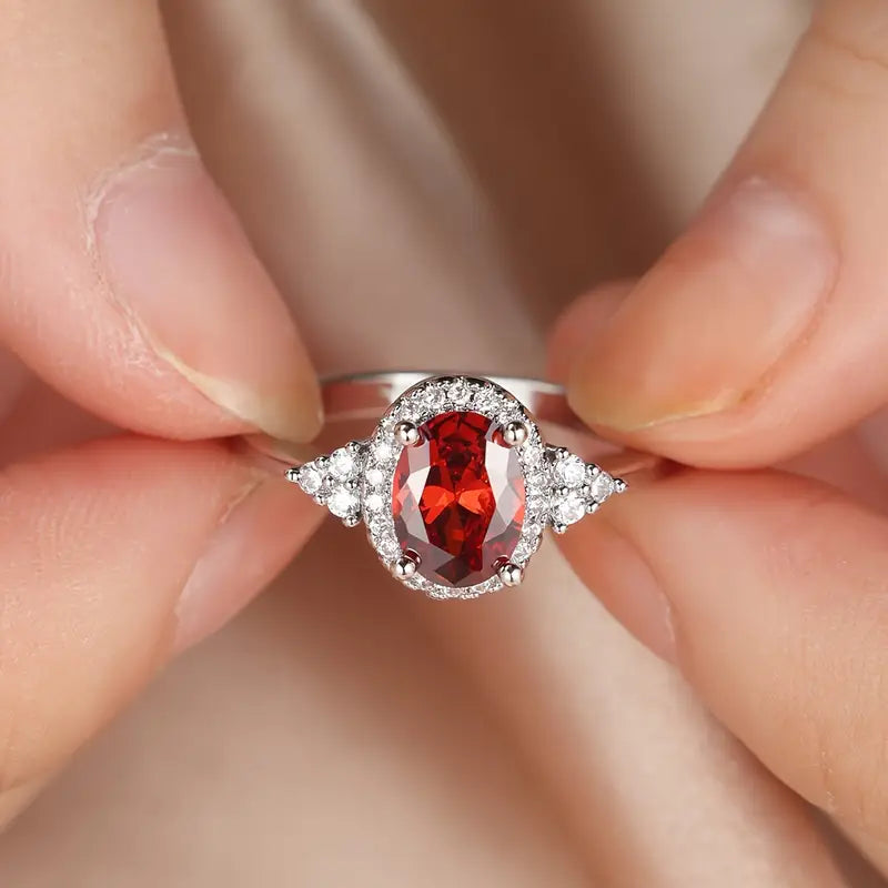 ZEVORA Kirelle Emberlain Ring – Handmade White Gold & Ruby Ember-Inspired Jewelry