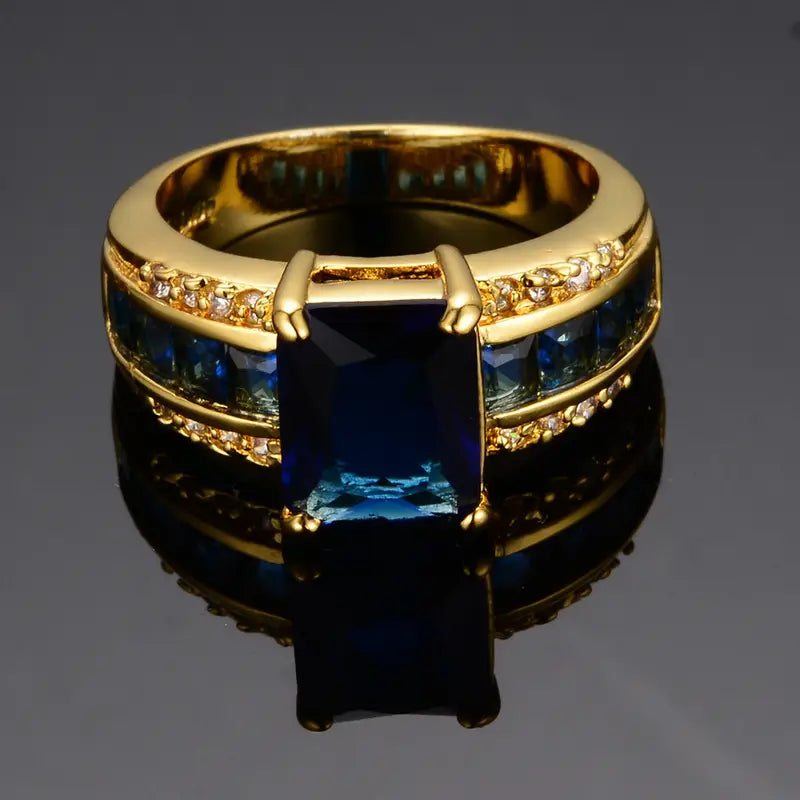 ZEVORA Kassira Bluemont Ring – 18K Gold Sapphire Blue Stone Ring