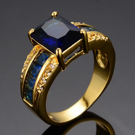 ZEVORA Kassira Bluemont Ring – 18K Gold Sapphire Blue Stone Ring