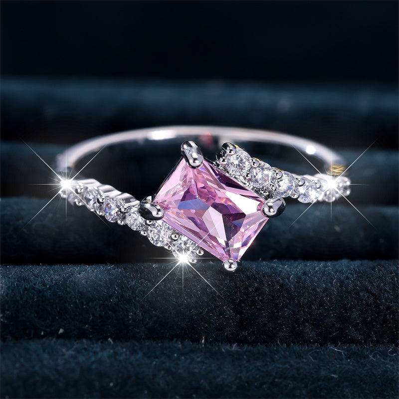 ZEVORA Pink Sapphire Vertex Ring – Handmade White Gold & Pink Sapphire Jewelry