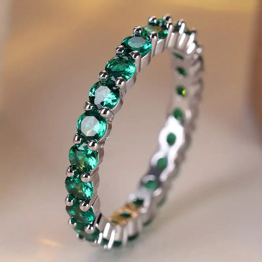 ZEVORA Luneth Ardenelle Ring – Handmade White Gold & Emerald Jewelry