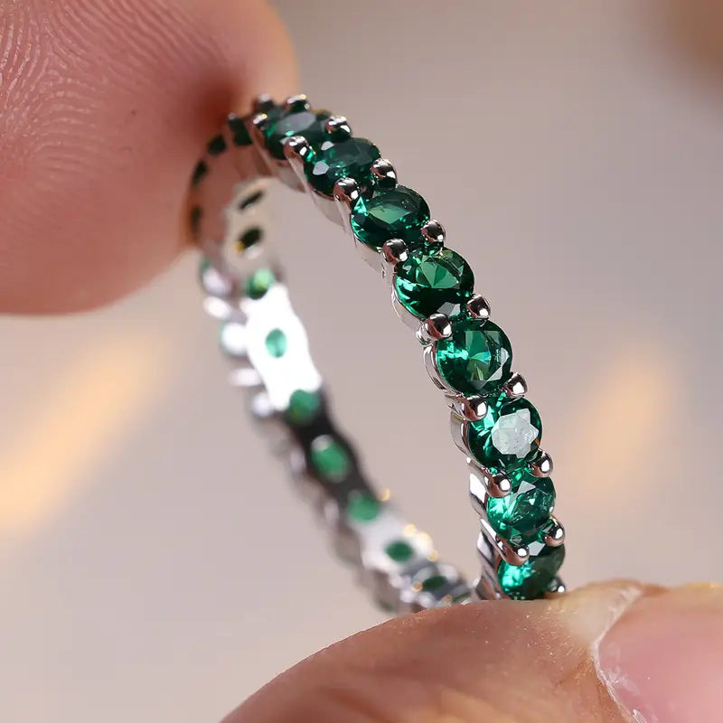 ZEVORA Luneth Ardenelle Ring – Handmade White Gold & Emerald Jewelry