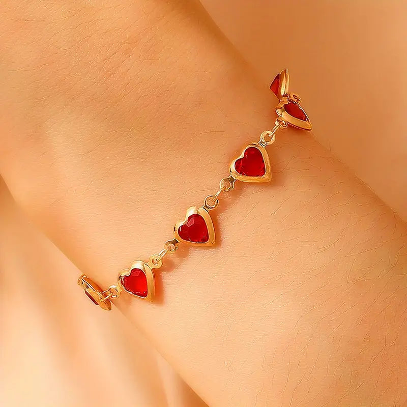 ZEVORA Ophelyra Garnetelle Bracelet – Handmade Gold & Ruby Jewelry