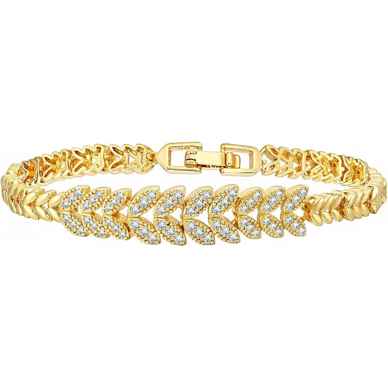 ZEVORA Everleaf Tennis Bracelet – Handmade Gold Jewelry