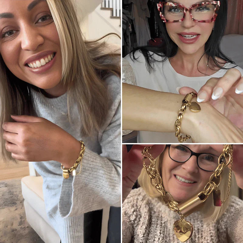 ZEVORA Heartened Chunky Bracelet – Handmade Gold Jewelry