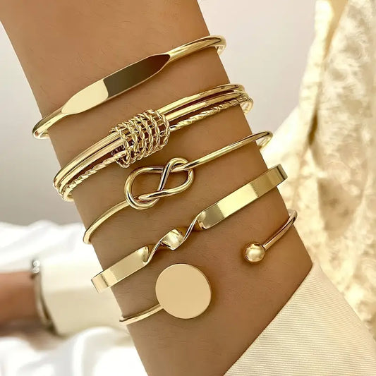 ZEVORA Knotted Elegance Bracelet Set – Handmade Gold Jewelry Set