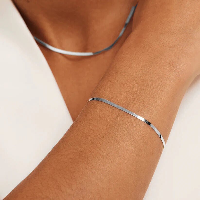 ZEVORA Soleil Serpent Bracelet – White Gold