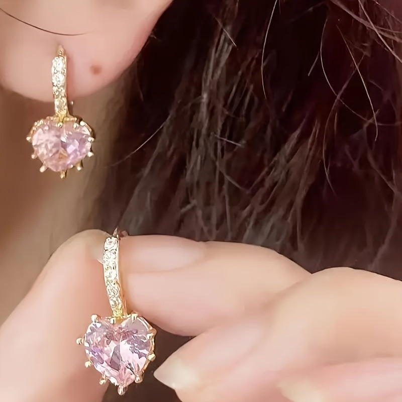 ZEVORA Cupid Glow Huggie Earrings – Gold Pink Sapphire Huggie Hoop Earrings