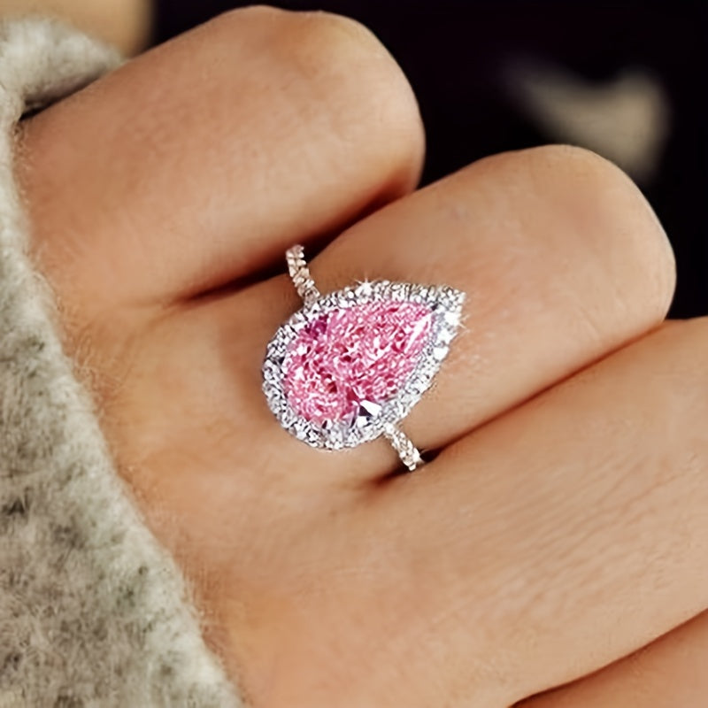 ZEVORA Teardrop Pink Sapphire Ring – Handmade White Gold & Pink Sapphire Jewelry