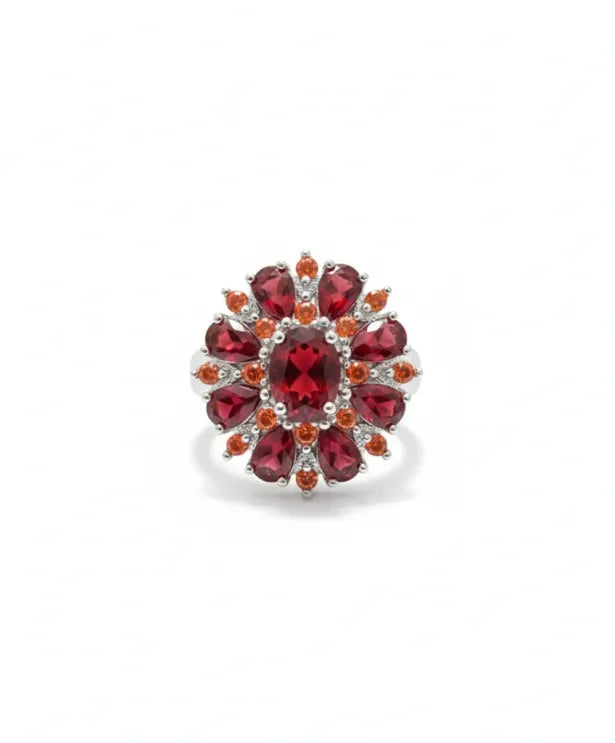 ZEVORA Scarlet Petal Ring – Handmade Ruby Jewelry