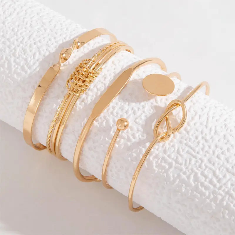 ZEVORA Knotted Elegance Bracelet Set – Handmade Gold Jewelry Set