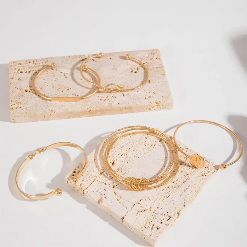 ZEVORA Knotted Elegance Bracelet Set – Handmade Gold Jewelry Set
