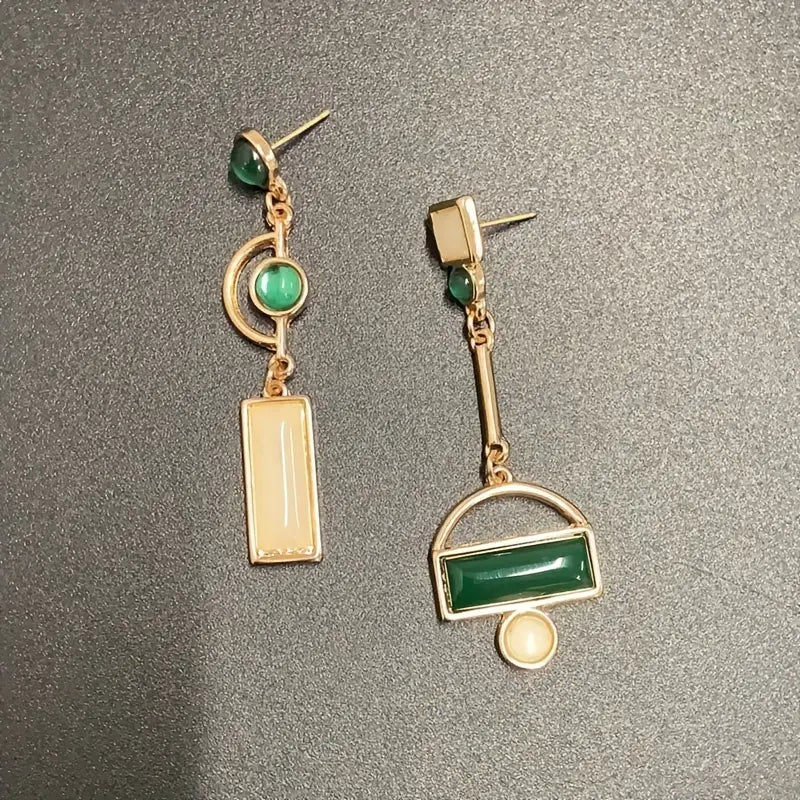 ZEVORA Selène Marquet Earrings – Gold Emerald Green Marquise Drop Earrings