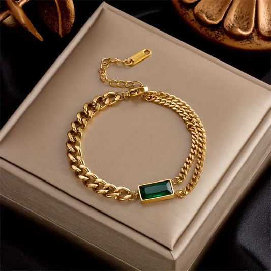 ZEVORA Elodie Veyrac Bracelet – Handmade Gold & Emerald Jewelry