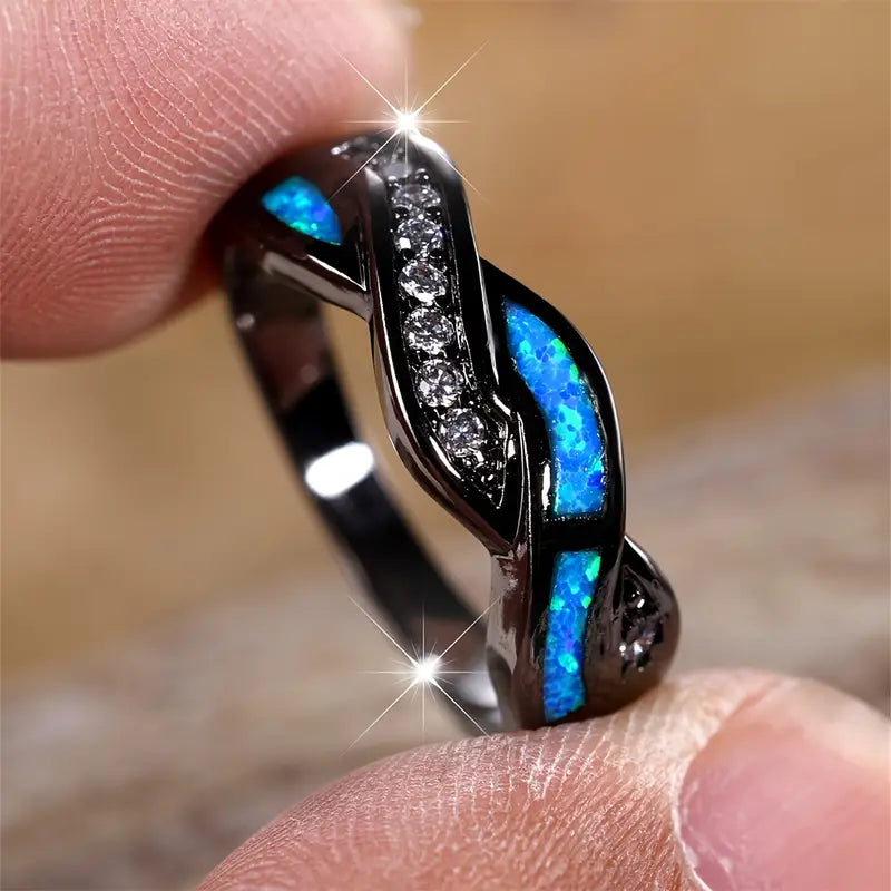 ZEVORA Thessia Lunebray Ring – 14K White Gold Sapphire Stone Ring
