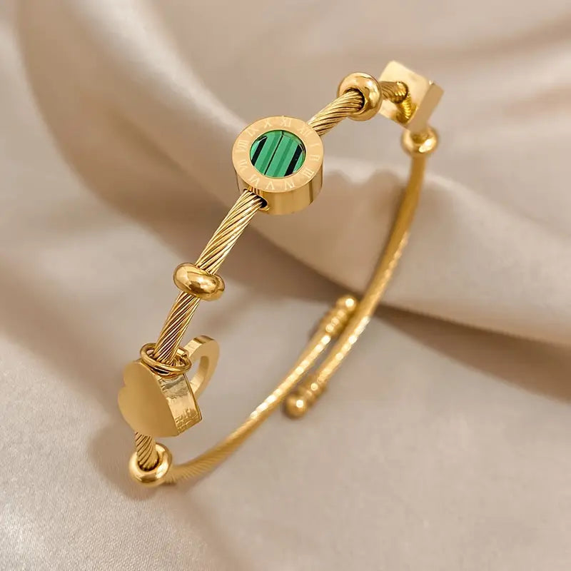ZEVORA Emerence Rousseau Bracelet – Handmade Gold & Emerald Jewelry