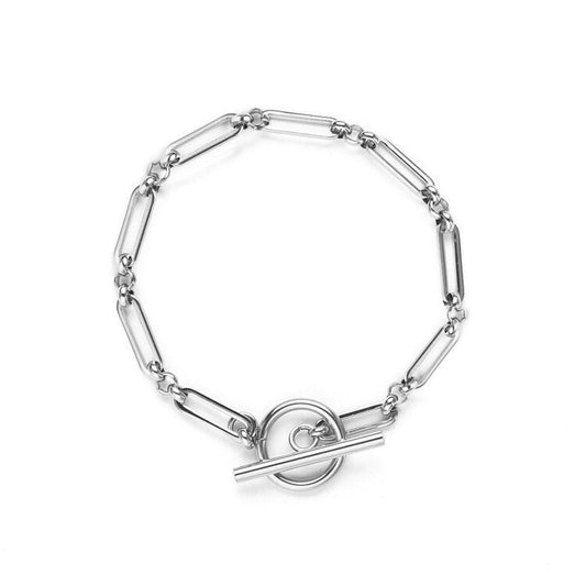 ZEVORA Link T-Bar Bracelet – Handmade White Gold Jewelry