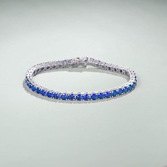 ZEVORA Sapphire Tennis Bracelet – Handmade White Gold & Sapphire Jewelry