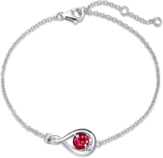 ZEVORA Ruby Infinity Bracelet – Handmade White Gold & Ruby Jewelry