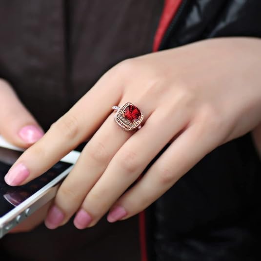 ZEVORA Ruby Halo Statement Ring – Rose Gold