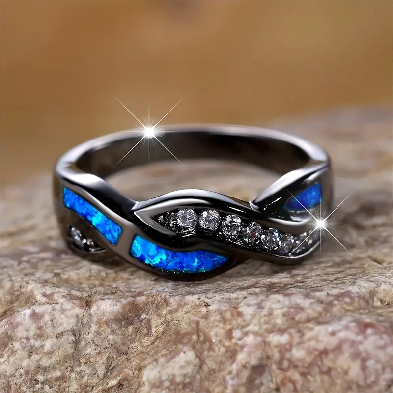 ZEVORA Thessia Lunebray Ring – 14K White Gold Sapphire Stone Ring