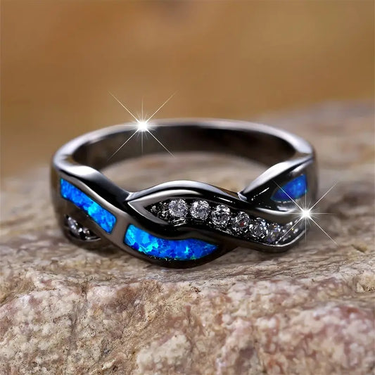 ZEVORA Thessia Lunebray Ring – 14K White Gold Sapphire Stone Ring