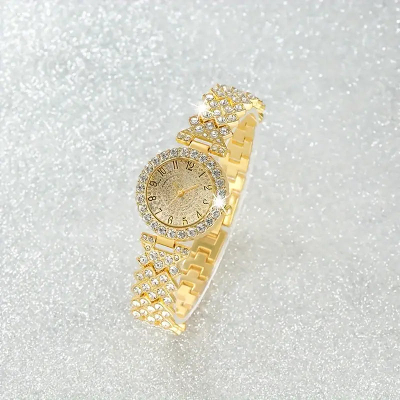 ZEVORA Luxe Radiance Watch & Bracelet Set – Handmade Gold Jewelry Set