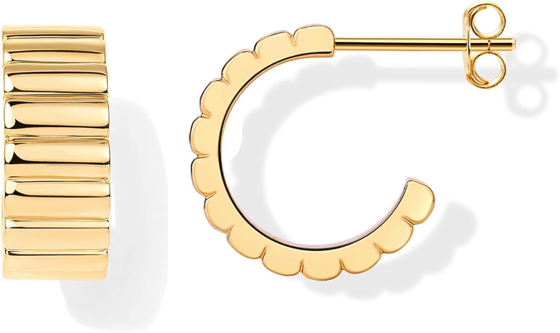 ZEVORA Classic Ridge Earrings – Gold Textured Ridge Drop Earrings